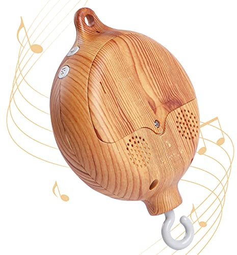 Let's Make Mobile Baby mit Musik Spieluhr für Bett - Mobile Motor Babybettwäsche mit Rotierender Holzoptik zum Basteln für Wickeltisch