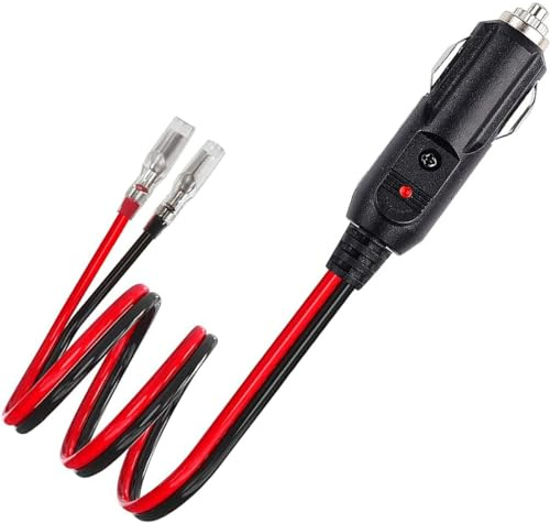 CENPEK 2er Set Ersatz-Zigarettenanzünder-Stecker Zigarettenanzünder 12 V mit LED-Leuchten, 10 A/15 A-Sicherung, 16 AWG-Kabel für Zigarettenanzünder-Buchse von PKW und LKW
