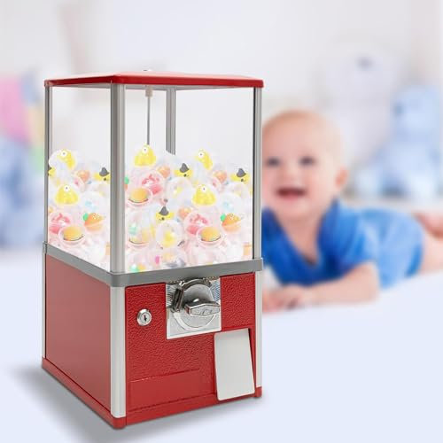 YXFAZPP Kommerzieller Kaugummiautomat für Süßigkeiten, Verkaufsautomaten für Unternehmen, Kapselautomat mit Schlössern für Kapselspielzeug mit 4,5–5,5 cm Durchmesser (Red)