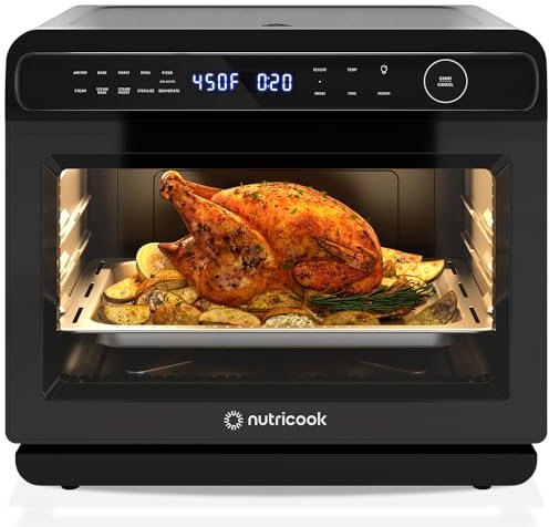 Nutricook Steami 24L Steam Air Fryer Oven – 11-in-1 Convection Countertop Multi-Cooker with Real Steam Tech, Air Fry, Bake, Roast, Dehydrate, Sterilize, Stainless Steel Interior – 1600W