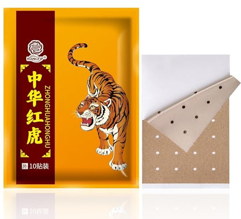 60 PCS Tiger Patch Plaster, Heat Patches, Hot Capsaicin Patches, Back, Knee, Neck and Shoulder, Joint and Muscle Reliving Patches(2.76 * 3.94 in)