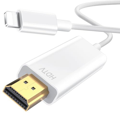 Obllemn Câble HDMI pour i-Phone 2M, Cable Hdmi i-Phone, Câble Convertisseur HDMI, Cable i-Phone/i-Pad/i-Pod HDMI pour TV, iOS 17,16,15,14, sortie TV YouTube, HD1080P
