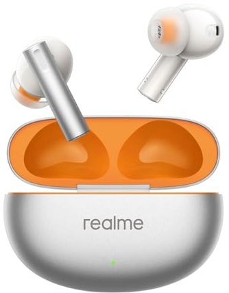 realme Buds Air 6 Auriculares Inalambricos Bluetooth,Cascos Inalambricos Bluetooth 5.3 con Hi-Res Estéreo,Controlador de 12.4 mm, 40H Auriculares Cancelacion Ruido ENC,IP55 Auriculares Tipo C,Plata