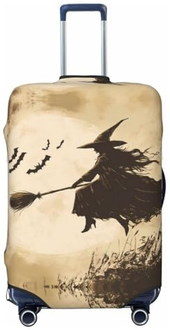 Halloween Besenstiel Hexe fliegende Reisegepäckhüllen – Elastische Kofferabdeckungen Schutz für Gepäck 45,7 - 81,3 cm, Schwarz, X-Large