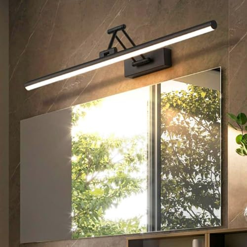 Drehbare 180° Wandleuchte Moderne LED Spiegelleuchte Badezimmer Wandlampe Waschraum Spiegel Wandbeleuchtung Kronleuchter Eitelkeit für Hotel Nachttisch Wandlicht Lampen (Schwarz Neutrales Licht,100CM)