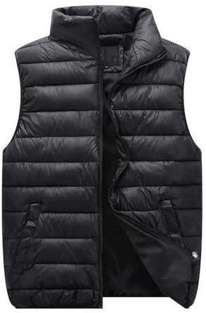 NITRY Basic Weste Herren Slim Fit Verdicken Warm Weste Herren Ärmellos Komfortabel Casual Baumwollweste Herren Jugend Temperament Trend Outdoor Weste Herren E-Black L