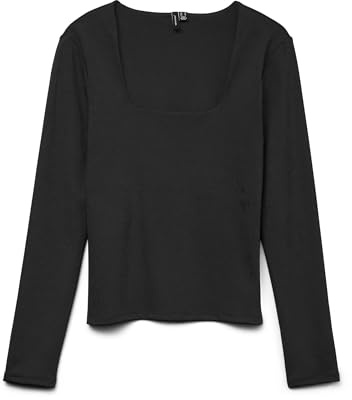 VERO MODA Vmmillion LS Square Neck Top JRS Noos, Negro, M