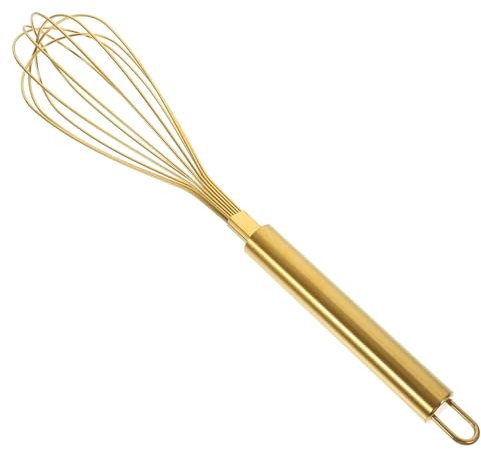 Cabilock Batidor De Huevos Manual Dorado De Acero Inoxidable 304 Resistente, Batidor De Mano Ergonómico Antideslizante Para Cocina y Repostería, Herramienta De Mezcla Para Batir Crema y Masa,