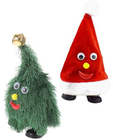 QUMIIRITY Neuartige Gehende Weihnachtsmütze Weihnachtsbaum-Dekoration 2 Stück Spielzeug Für Kinder Und Erwachsene
