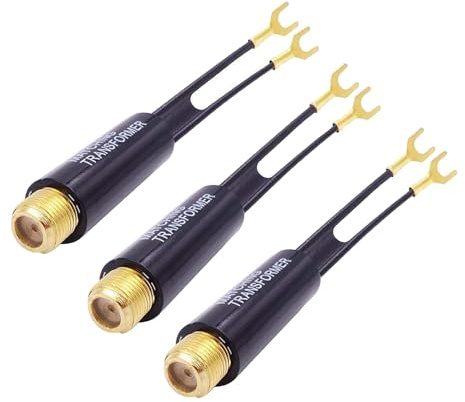 RLECS Convertitore adattatore per trasformatore UHF/VHF/FM da 75 Ohm a 300 Ohm, placcato oro, con jack femmina F, adatto per radio AV, ricevitori TV antenne, 3 pezzi