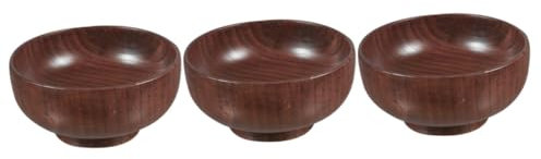 Cabilock 3pcs Wooden Salad Bowl Servers Wood Serving Bowl Natural Wood for Kitchen