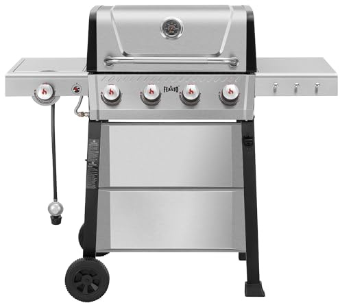 Feasto All Stainless Steel 4+1 Burner Gas BBQ Grill, Outdoor Propane Grill with Premium Enameled Coated Chamber Body & Porcelain-Enameled Cast lron Grates, 48,000 BTU, 559 Sq. In. Total Cooking Area