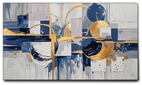 Giallobus - Quadro - 51 - Armonia di cerchi oro - Tela Canvas Telaio Standard - 100x60 - Pronto da appendere - Quadri moderni per la casa