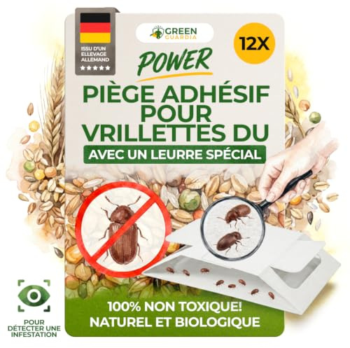 GREEN GUARDIA Brotkäfer Falle mit Spezial-Lockstoff - 12x Brotkäfer Fallen - umweltfreundlich Brotkäfer bekämpfen, Chemiefreie Falle mit starker Klebefläche, giftfrei & geruchsneutral