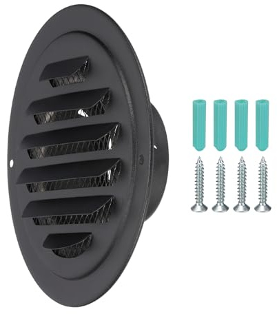 PATIKIL 3 Inch Round Air Vents, 1 Pcs Outlet Vents Cover Bulk Cover 304 Stainless Steel Louver Grille Cover Ducting Air Ventilation Wall Vent Cover for Ceiling Mount Bathroom Vent, Black