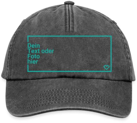 Spreadshirt Personalisierte Vintage Cap selbst gestalten | Relaxed Fit Vintage Cap mit Foto oder Text auf der Vorderseite personalisieren.