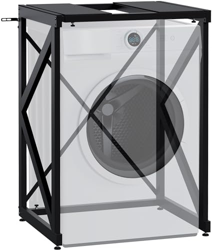 CLP Soporte para Lavadora Caleb I Torre de Lavado para hasta Dos electrodomésticos I Superestructura de Acero para Lavadora, Color:Negro