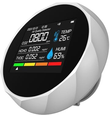Detector de CO2 portátil | Detector de dióxido de carbono portátil | Detector de dióxido de carbono - Monitor portátil de temperatura del hogar 6 en 1, medidor de CO2 interior, probador de calidad del