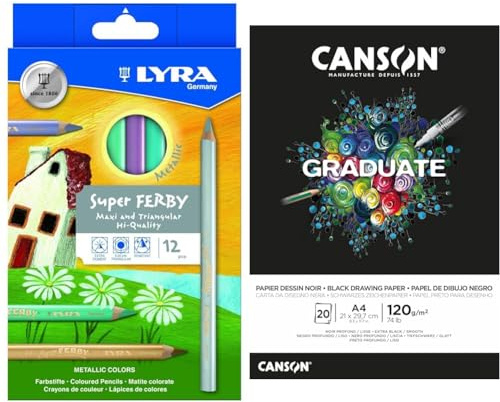 LYRA Bundle Super Ferby Metallic Farbstifte und Canson Graduate Zeichenpapier