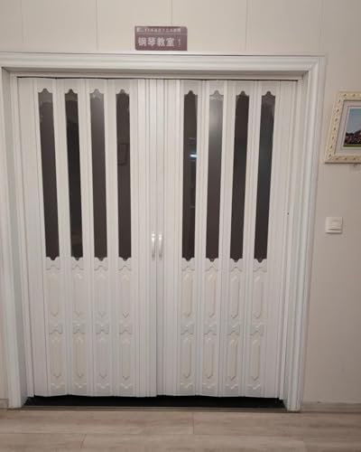 Puerta Plegable Pvc Corredera Puertas Correderas de Interior con Riel Metálico Celosía de Doble Hoja Puerta Plegable - 210cm de Altura, Patio de Pasillo de Dormitorio Plegable Division Plegable(415cmx