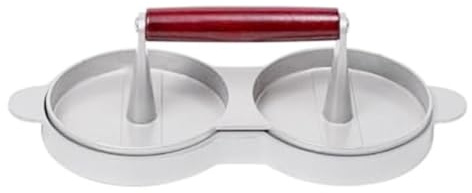 Blmirror Doppel-Hamburgerpresse, Burger-Patty-Maker Aus Aluminiumlegierung mit Holzgriff, Fleischpresse, Runder Hamburger-Patty-Maker, Einfach zu Bedienen