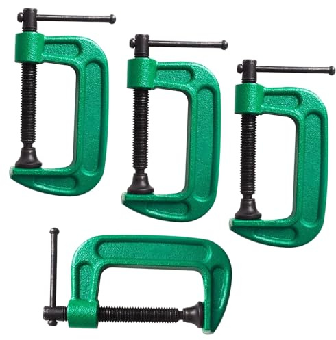 4 Stück C Tischklemme, Heavy Duty Trägerklemme C Klemme Metall Befestigungsklemmen Tischklemmen Grün zum Befestigen Holz