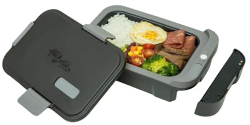 Hot Bento PLUS Self Heated Lunch Box and Food Warmer Removeable Battery Powered, Portable, Cordless, Hot Meals for Office, Travel, Jobsite, Picnics, Outdoor Recreation, Kitchen Meal Prep (Ebony)