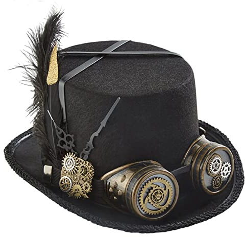 [Fpbiagoq] Steampunk Time Viajero Sombreros para Hombres con Gafas Accesorios de Fiesta de Halloween Steampunk