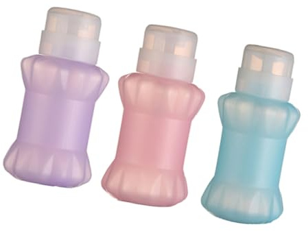 Gatuida 3 pièces Lot de Flacons Plastique Verrouillables pour Dissolvant à Ongles Distributeurs à Pompe Pressable Pratique et Hygiénique Aléatoires Rose Bleu Couleur Couleur Aléatoire