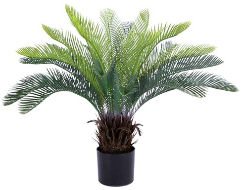 Bellacat 2 Fuß künstlicher Palmfbaum, UV-beständig, super volle künstliche Sagopalme 61 cm mit natürlicher & lebensechter Rinde