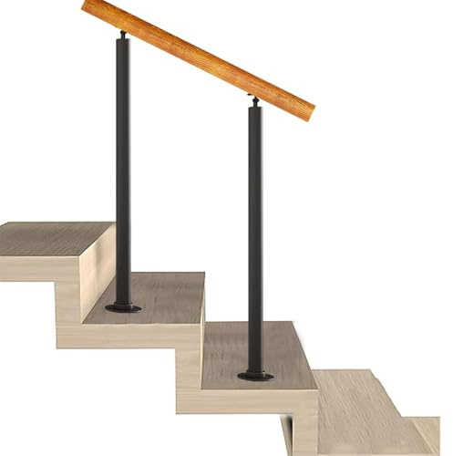 Balaustres de escalera de metal redondos negros ajustables con soporte de ángulo de 270° y kit de tornillos, perfecto para postes de barandilla de terraza y balcón (montaje en suelo de 95 cm)