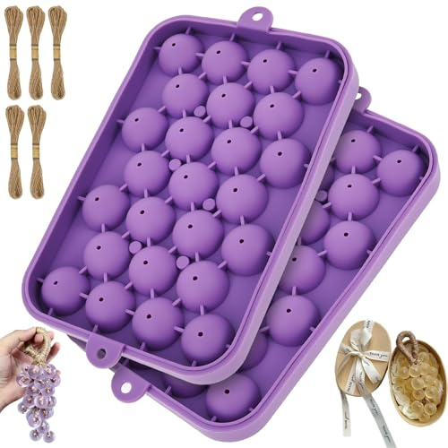 Set di 2 stampi per sapone, set fai da te per la produzione di sapone d'uva con filo di canapa, set fai da te con stampi, piccolo stampo rotondo in silicone per la produzione di sapone fatto a mano