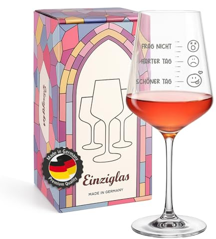 glastal Leonardo Weinglas mit Gravur Lustige Geschenke für Frauen 560 ml | FRAG NICHT, HARTER TAG, SCHÖNER TAG, Lustige Rotweinglas Weißweinglas Geburtstag Geschenke für Frauen Männer Weinliebhaber