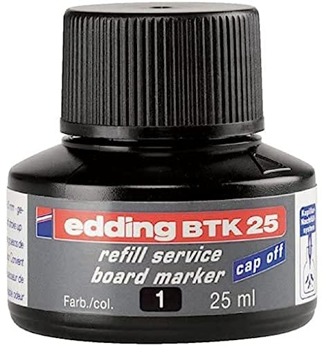 edding BTK 25 tinta de recarga para marcador de pizarra blanca - negro - 25 ml - con sistema de dosificador por goteo para una recarga rápida de casi cualquier marcador de pizarra blanca edding