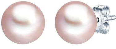 Valero Pearls Damen-Ohrstecker Hochwertige Süßwasser-Zuchtperlenca. 7 mm Button Fliederfarben 925 Sterling Silber - Perlenohrstecker mit echten Perlen