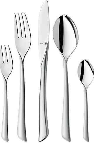 WMF Virginia Edelstahl Besteck Set 6 Personen, Essbesteck Set 30 teilig, Hohlheftmesser, Cromargan protect teilmattiert, kratzbeständig