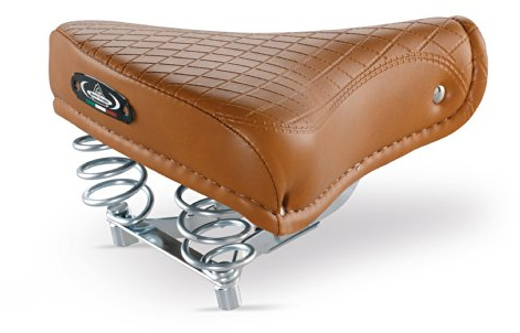 Selle Montegrappa Sillín de Piel para Bicicleta de Ciudad, para Bicicleta de Ciudad, para Bicicleta de Playa, de Estilo Vintage Retro 1750, Color marrón, Fabricado en Italia