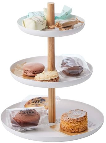 yamazaki Alzata per Dessert a 3 Livelli, Metallo, Bianco, Taglia Unica