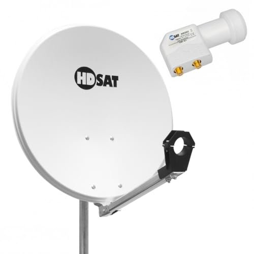 Pack HDSAT Parabole Satellite Acier 65cm + LNB Twin HD 4K 0,1dB idéal Astra Eutelsat