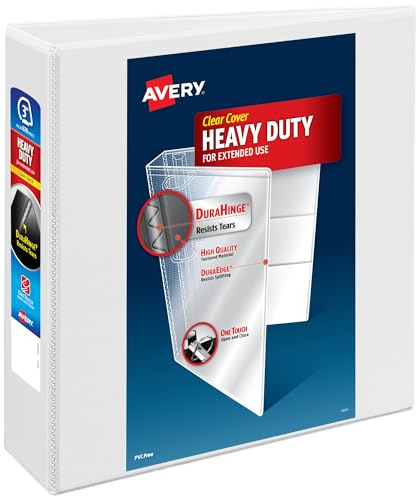 Avery Heavy-Duty View 3 Ring Binder, 3 One Touch EZD Rings, 670-Sheet Capacity, 3.5 Inch Wide Spine, Great for Home, School Supplies, Office, or Organization Needs, 1 White Binder (79193)