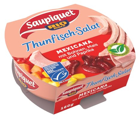 Saupiquet Rio Mare Thunfisch-Salat Mexicana, 160g, MSC zertifiziert, Fix und fertig zubereitet, Ideal für unterwegs