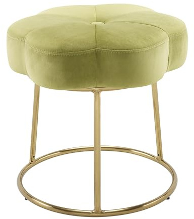 Linon Talulah Light Green and Gold Vanity and Accent Stool
