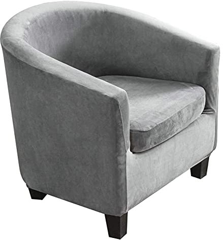 GEBIN Samt Club Chair Schonbezug, Sesselschoner, Sesselüberwurf, Sesselhusse, Elastisch Stretch Sesselbezug Für Clubsessel Loungesessel (Grau)
