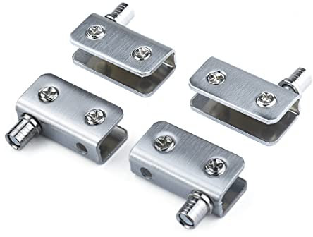 Confezione da 4 cerniere a perno per porta in vetro, senza foratura, per armadietti doccia, credenze, con spessore di 5-8 mm, in plexiglas, in acciaio inox