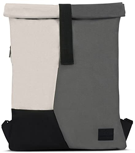 Johnny Urban Rucksack Damen & Herren Sand Grau - Oskar - Moderner Turnbeutel Rolltop für Sport und Reisen - Diebstahlsicherer Tagesrucksack - Wasserabweisend
