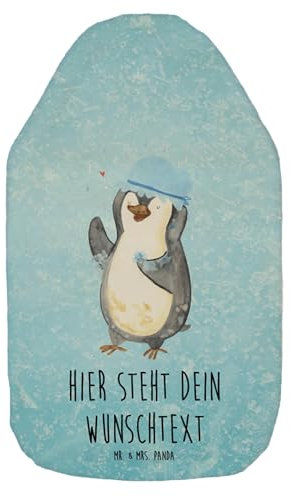 Mr. & Mrs. Panda Personalisierte Wärmflasche Pinguin Duschen - Personalisierte Geschenke, Neuanfang, Wärmflaschenbezug mit Namen, Personalisierte
