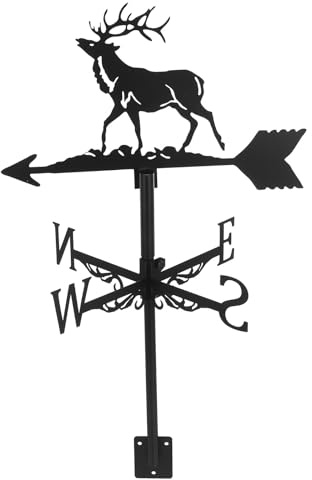 Cabilock Elk Weather Vane Stainless Steel Direction Indicator Vintage Iron Weathervane for Patio Yard Outdoor Decoration Christmas Elk Decor