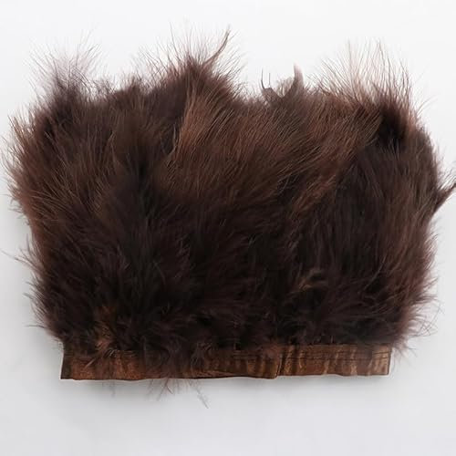 SYSUII 2M Türkei Federn Fringe Trim, Truthahn Bastelfedern Federborte 13-18cm Natürlichen Feder Fransen für Bekleidung DIY Nähen Handwerk Kostüme DIY Dekoration Halloween Kostüme Dekoration -braun