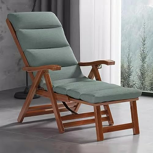 LEIYTFE Holz-Sonnenliegen-Stühle Garten-Liegestuhl Rückenlehne Verstellbar,Portable Deck Recliner Lounge Stuhl Für Ältere Menschen,Faltbarer Bambus-Sessel Für Draußen (Color : Groen, Size : Walnut)