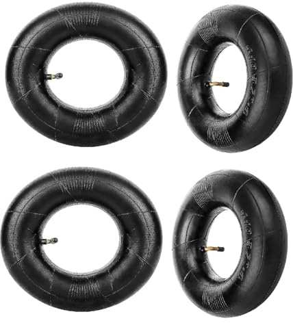 Supernic 4Pcs 4.10/3.50-4 Inner Tube with Bent Valve for 10 Wheelbarrow Tire - Replacement for Trolleys, Scooters, Hand Trucks, Karts, Lawn Movers